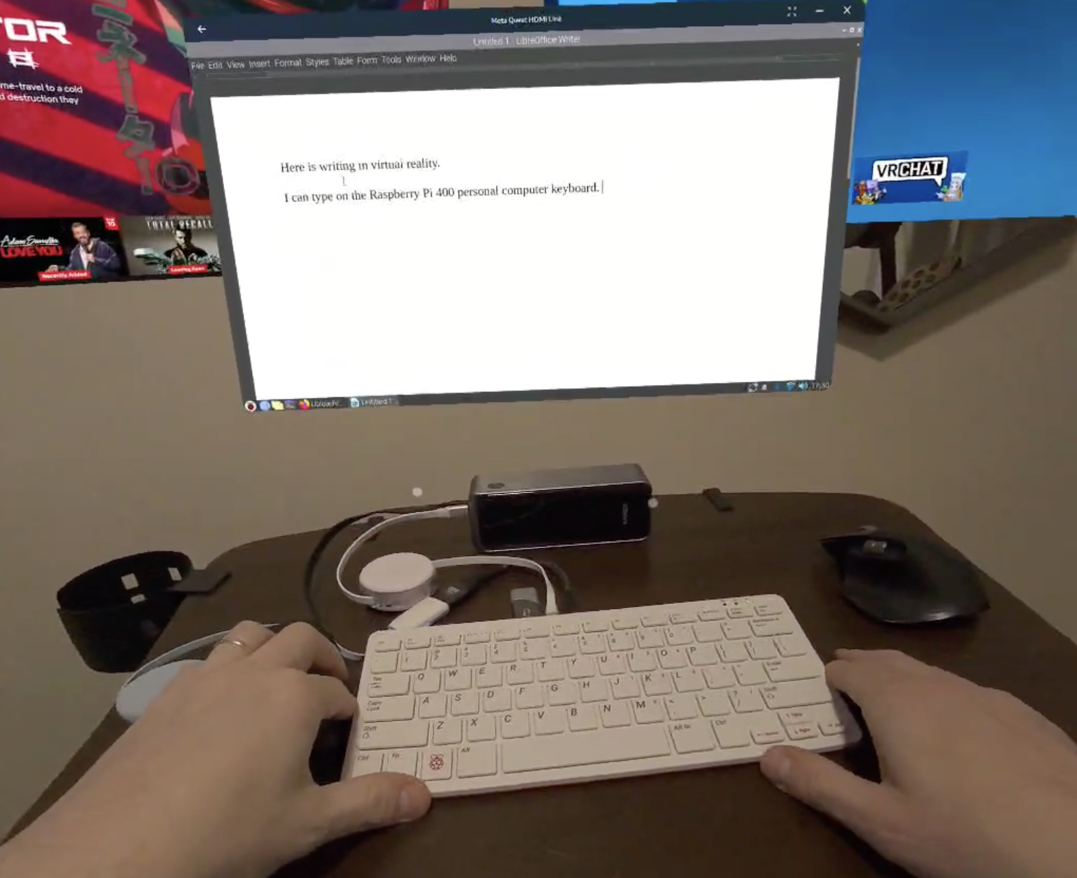 Raspberry Pi 400 с подключением через HDMI к Quest показывает перспективность клавиатурных ПК для пространственных вычислений
